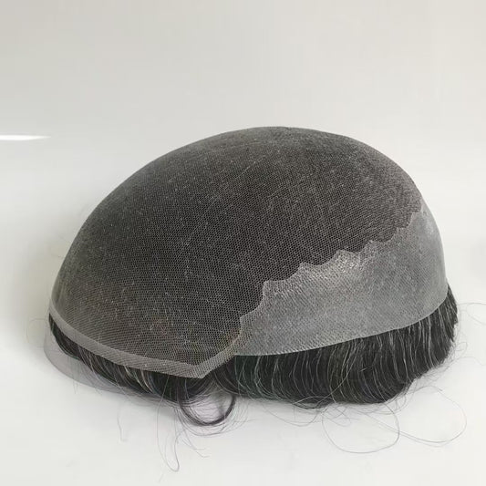 Q6 system inside top view showing dark poly mesh back and scalloped French lace front