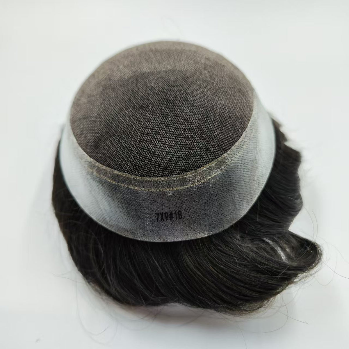 Hollywood system base showing poly mesh crown with lace front transition, size 7x9 #1B