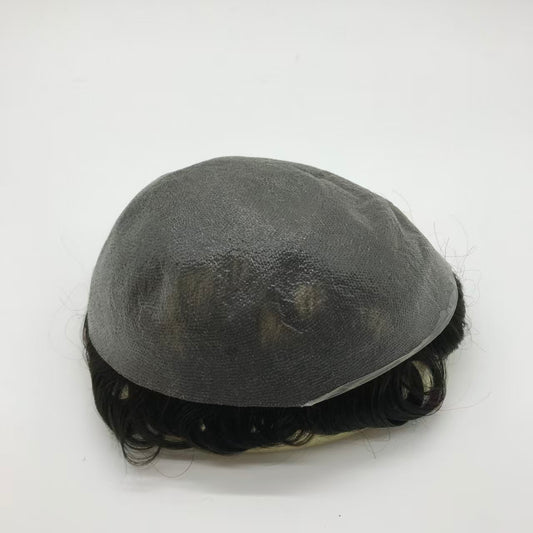 Ultra Thin poly skin base front view showing smooth 0.03mm surface blending with scalp